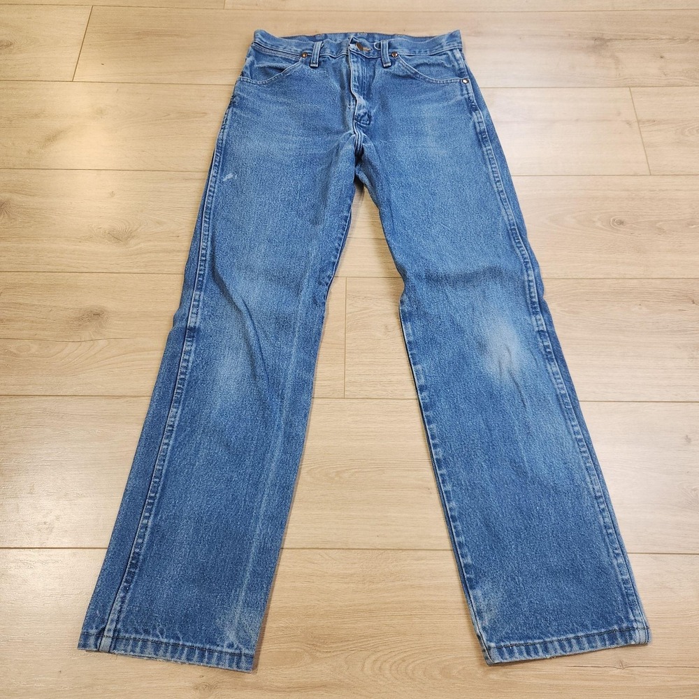Wrangler 13MWZ Jeans Mens 30x32 Blue Medium Wash Cowboy Cut Straight Denim